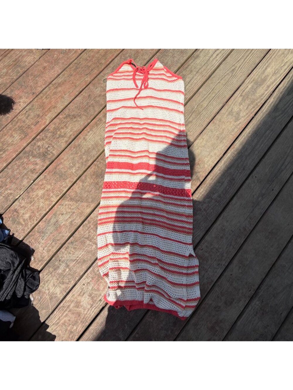 Freshman 1996 Striped Crochet Halter Dress With Lining‎  Size L
